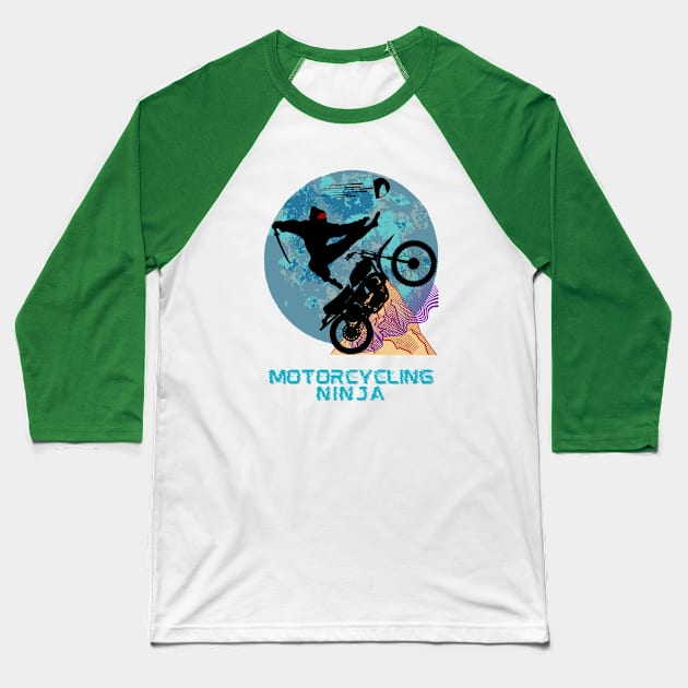 Motorcycling Ninja - Funny Ninja Baseball T-Shirt by SEIKA by FP